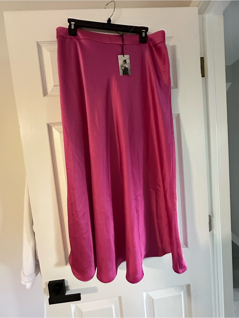 Women's Satin Midi Skirt in Bright Pink - sincerely Jules